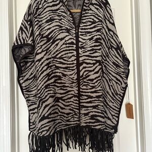Christian Siriano Black and White Zebra Cape
